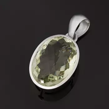 Кулон празиолит (серебро 925 пр.) овал огранка
