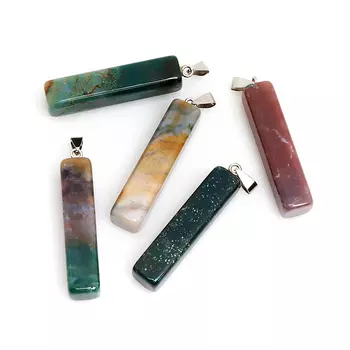 Кулон агат моховой (биж. сплав) 6-6,5 см