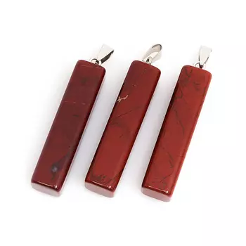 Кулон прямоугольник яшма красная (биж. сплав) 6-6,5 см