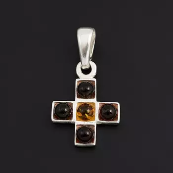 Кулон янтарь (латунь посеребр.) 3 см