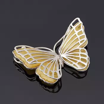 Кулон янтарь бабочка (серебро 925 пр.)