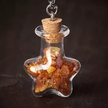 Кулон янтарь (биж. сплав, стекло) бутылочка 3 см