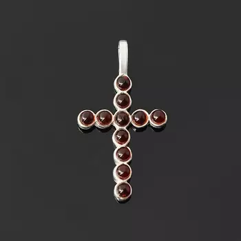 Кулон янтарь крест (латунь посеребр.) 3,5 см