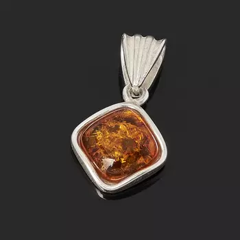 Кулон янтарь (латунь посеребр.) 2,5 см
