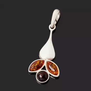 Кулон янтарь (латунь посеребр.)