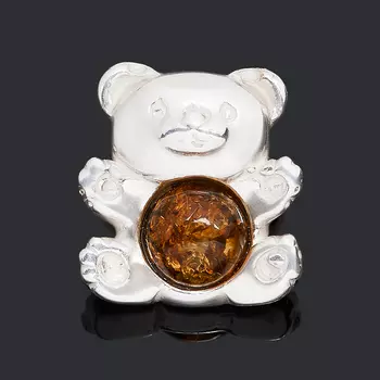 Кулон янтарь (латунь посеребр.) 1,5 см