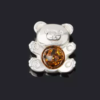 Кулон янтарь (латунь посеребр.) 1,5 см