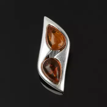 Кулон янтарь (латунь посеребр.) 1,5 см