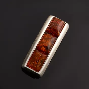 Кулон янтарь (латунь посеребр.) 2 см