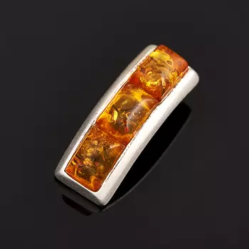 Кулон янтарь (латунь посеребр.) 2 см