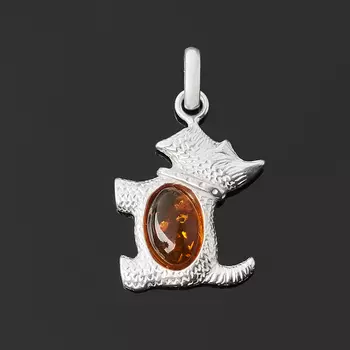 Кулон янтарь (латунь посеребр.) 3,5 см