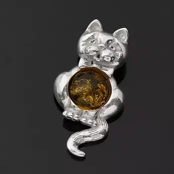 Кулон янтарь (латунь посеребр.) 3 см