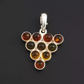 Кулон янтарь (латунь посеребр.) 3 см