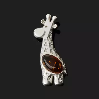 Кулон янтарь (латунь посеребр.) 3 см