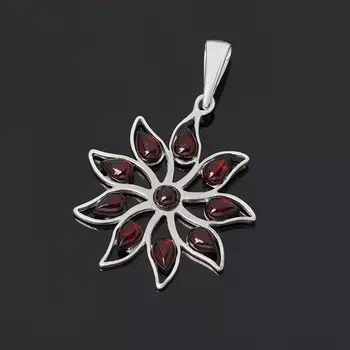 Кулон янтарь (латунь посеребр.)