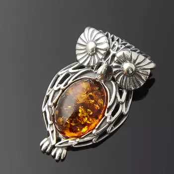 Кулон янтарь пресс (серебро 925 пр. оксидир.)