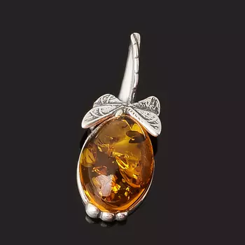 Кулон янтарь пресс (серебро 925 пр. оксидир.)