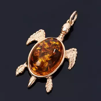 Кулон янтарь пресс (серебро 925 пр. позолота)