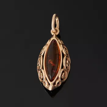 Кулон янтарь пресс (серебро 925 пр. позолота)