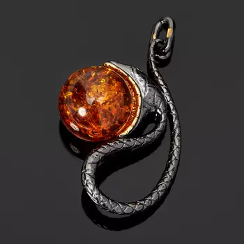 Кулон янтарь пресс (серебро 925 пр. родир. черн. позолота)