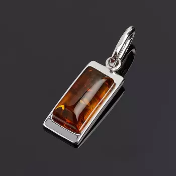 Кулон янтарь пресс (серебро 925 пр. родир. бел.) прямоугольник