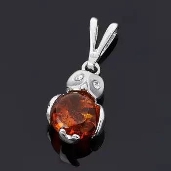 Кулон янтарь пресс (серебро 925 пр. родир. бел.)