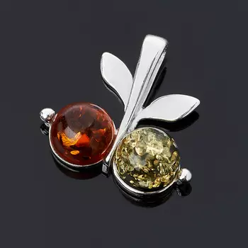 Кулон янтарь пресс (серебро 925 пр. родир. бел.)