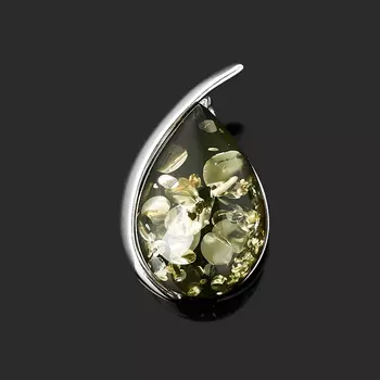 Кулон янтарь пресс (серебро 925 пр. родир. бел.) капля