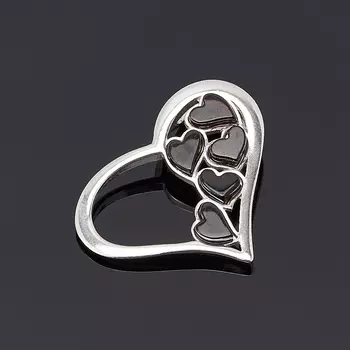 Кулон янтарь сердечко (серебро 925 пр.)