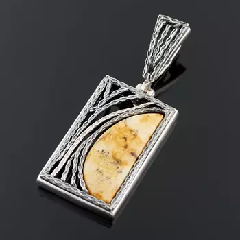 Кулон янтарь (серебро 925 пр. оксидир.)