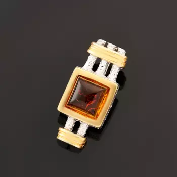 Кулон янтарь (серебро 925 пр., позолота)