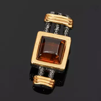 Кулон янтарь (серебро 925 пр., позолота)