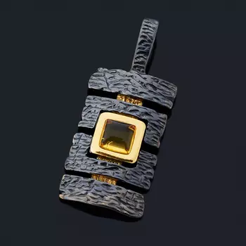 Кулон янтарь (серебро 925 пр., позолота)