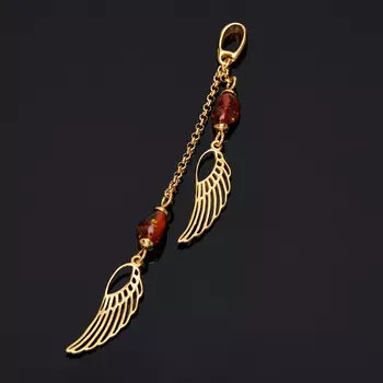 Кулон янтарь (серебро 925 пр., позолота)