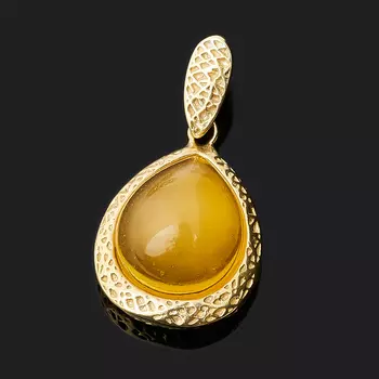 Кулон янтарь (серебро 925 пр. позолота) капля
