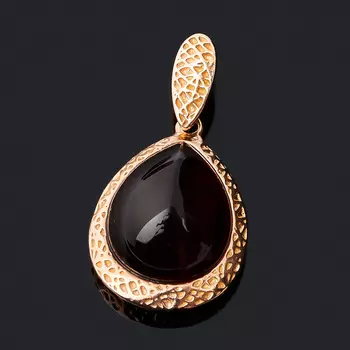 Кулон янтарь (серебро 925 пр. позолота) капля