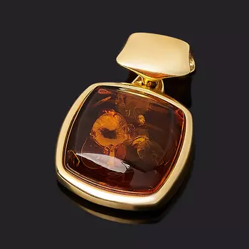 Кулон янтарь (серебро 925 пр. позолота) квадрат