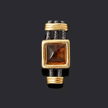 Кулон янтарь (серебро 925 пр. позолота, родир. черн.)