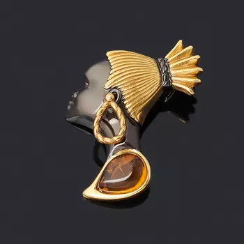 Кулон янтарь (серебро 925 пр. позолота, родир. черн.)