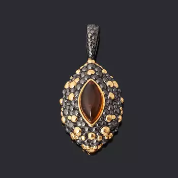 Кулон янтарь (серебро 925 пр. позолота, родир. черн.)