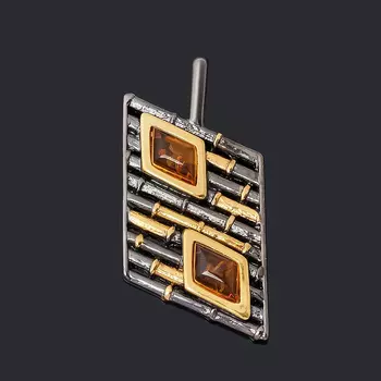 Кулон янтарь (серебро 925 пр. позолота, родир. черн.)