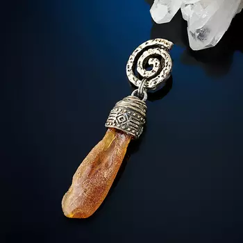 Кулон янтарь (серебро 925 пр. позолота, родир. черн.)