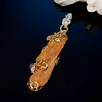 Кулон янтарь (серебро 925 пр. позолота, родир. бел.)