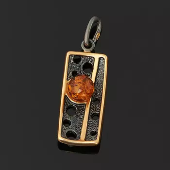 Кулон янтарь (серебро 925 пр. позолота, родир. черн.)