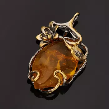 Кулон янтарь (серебро 925 пр. позолота, родир. сер.)