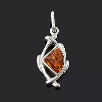 Кулон янтарь (серебро 925 пр. родир. бел.)