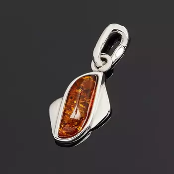 Кулон янтарь (серебро 925 пр. родир. бел.)