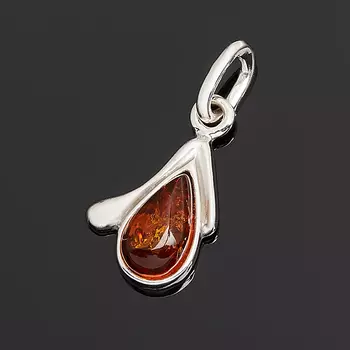 Кулон янтарь (серебро 925 пр. родир. бел.)