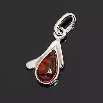 Кулон янтарь (серебро 925 пр. родир. бел.)