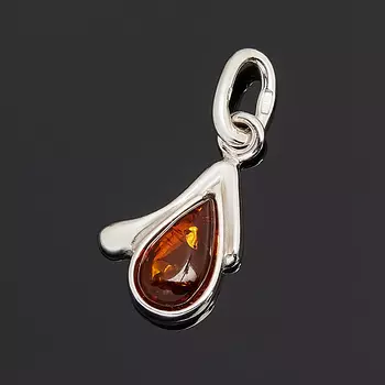 Кулон янтарь (серебро 925 пр. родир. бел.)